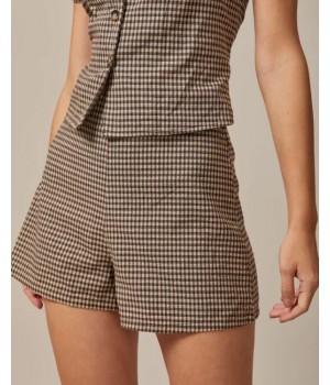 The Brown High Waisted Plaid Shorts