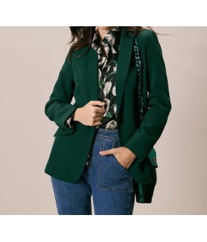 The Green Lapel Collar Single Button Blazer